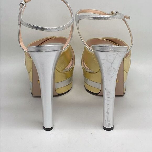Gucci Women's Crisscross High Heel Platform Sandals size 40 - Picture 11 of 16